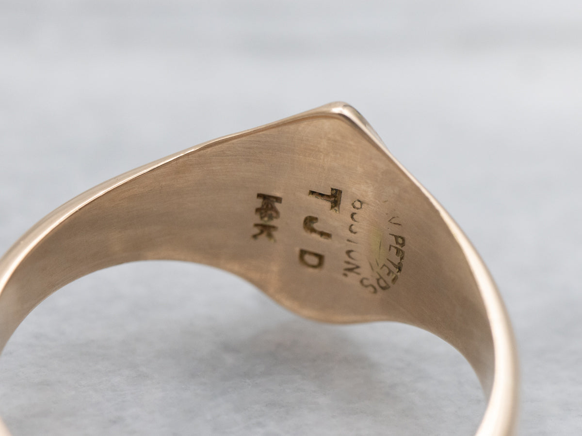 Polished Gold Vintage Teardrop-Top Signet Ring