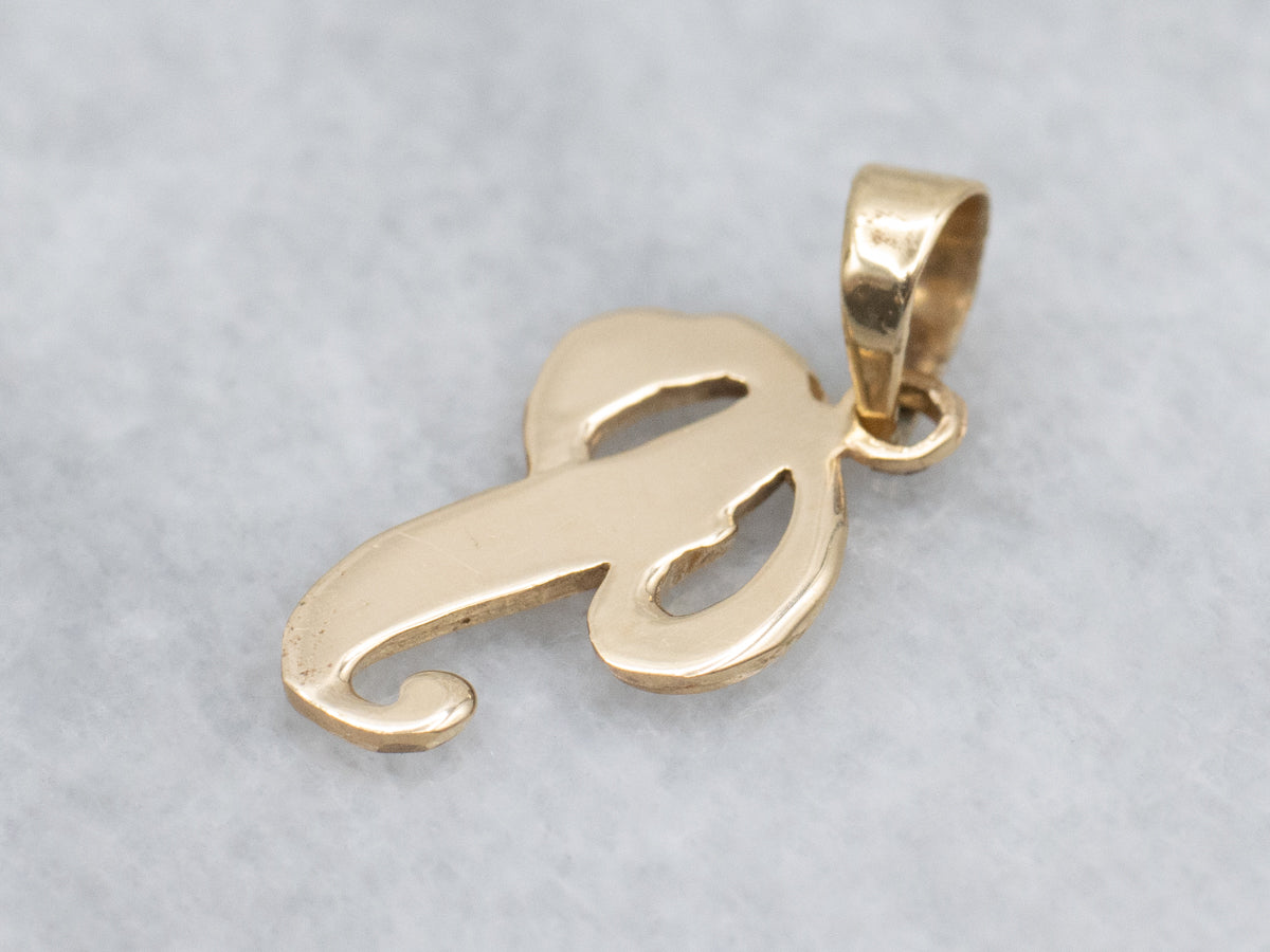 Scrolling Gold Cursive Letter "P" Initial Pendant