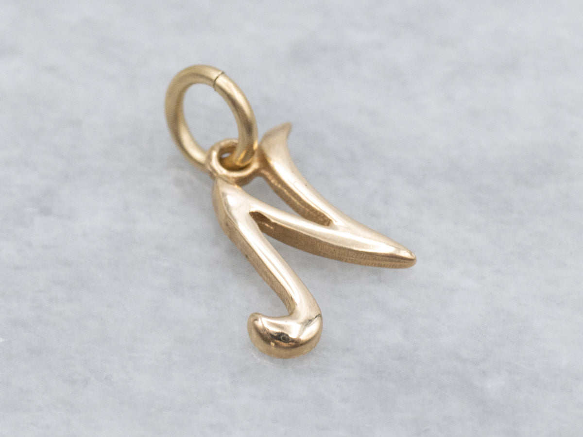Yellow Gold "N" Initial Pendant