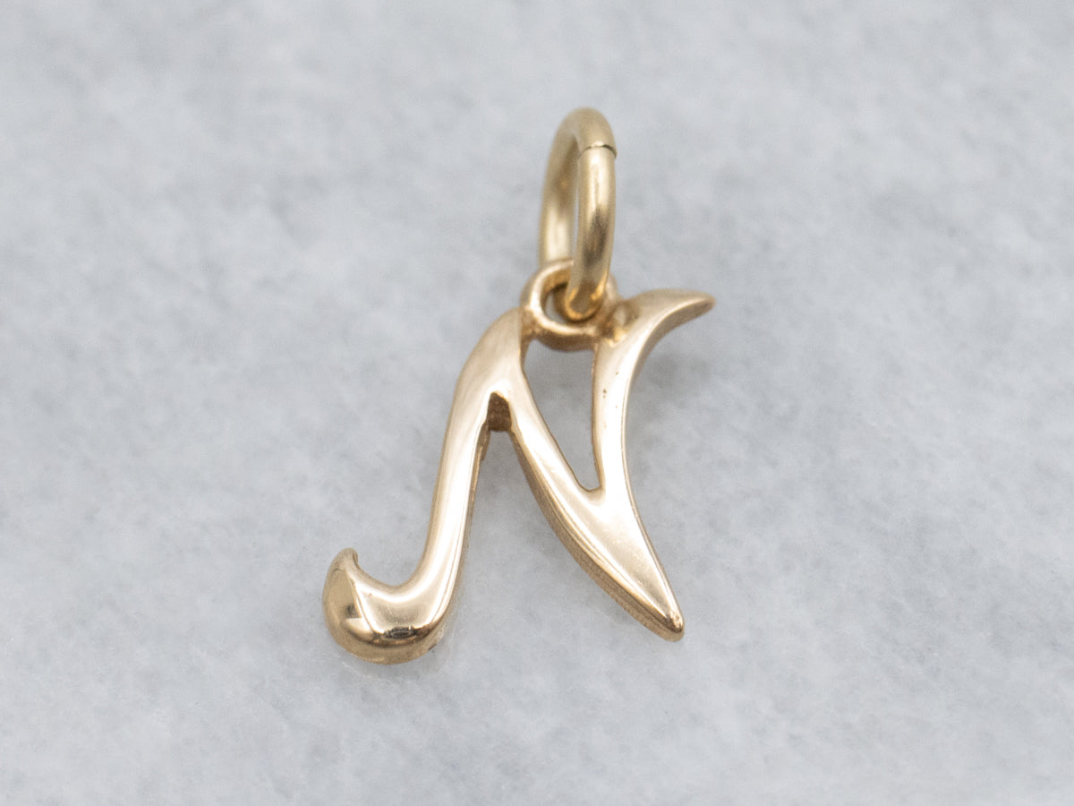 Yellow Gold "N" Initial Pendant