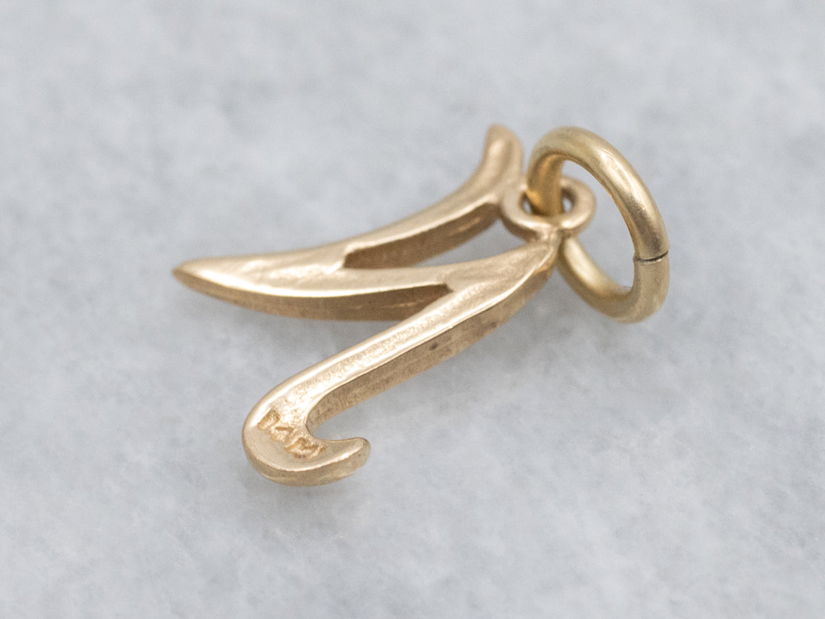 Yellow Gold "N" Initial Pendant