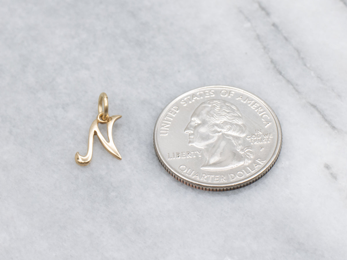 Yellow Gold "N" Initial Pendant