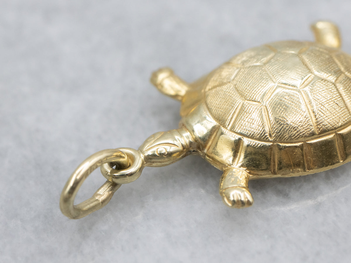 Detailed Yellow Gold Turtle Pendant