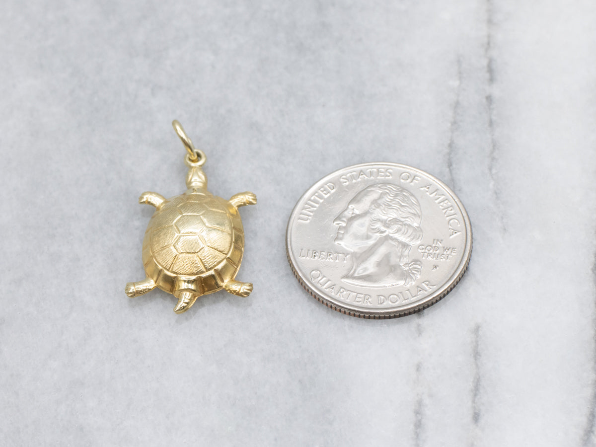 Detailed Yellow Gold Turtle Pendant