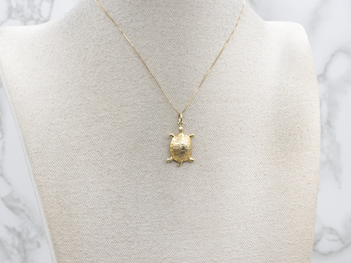 Detailed Yellow Gold Turtle Pendant