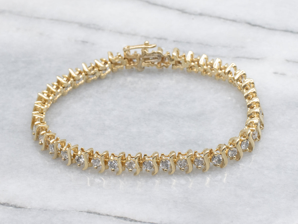Round Brilliant Diamond Tennis Bracelet in Yellow Gold