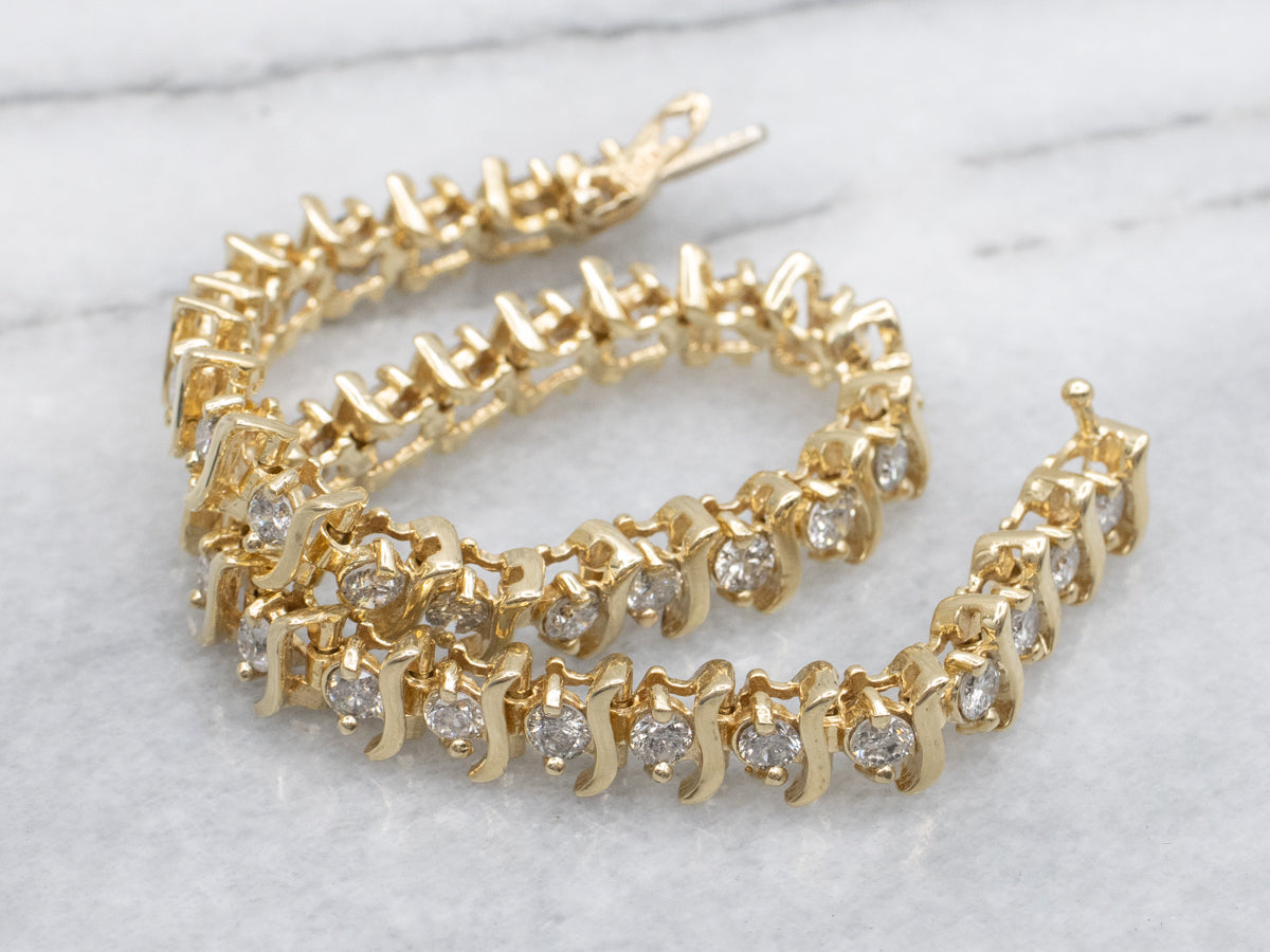 Round Brilliant Diamond Tennis Bracelet in Yellow Gold