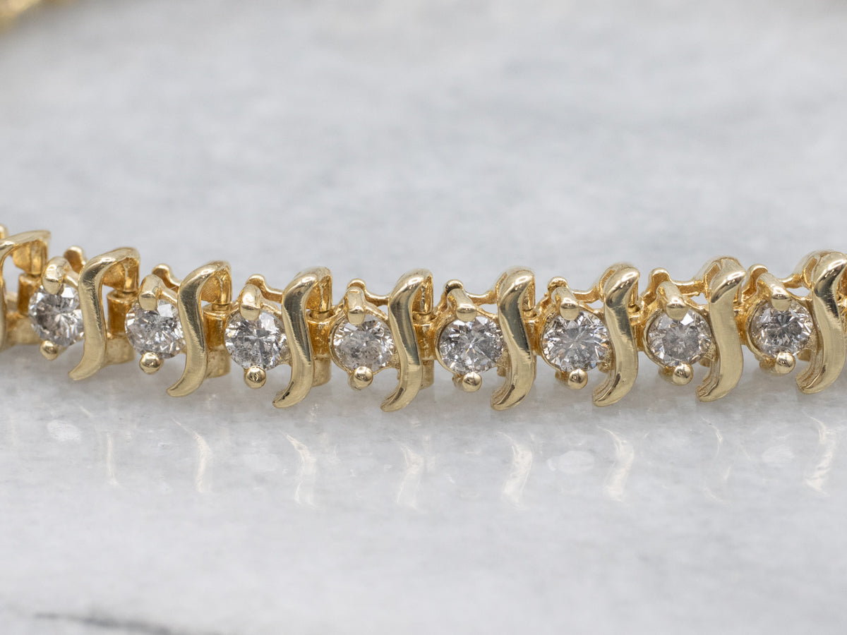 Round Brilliant Diamond Tennis Bracelet in Yellow Gold