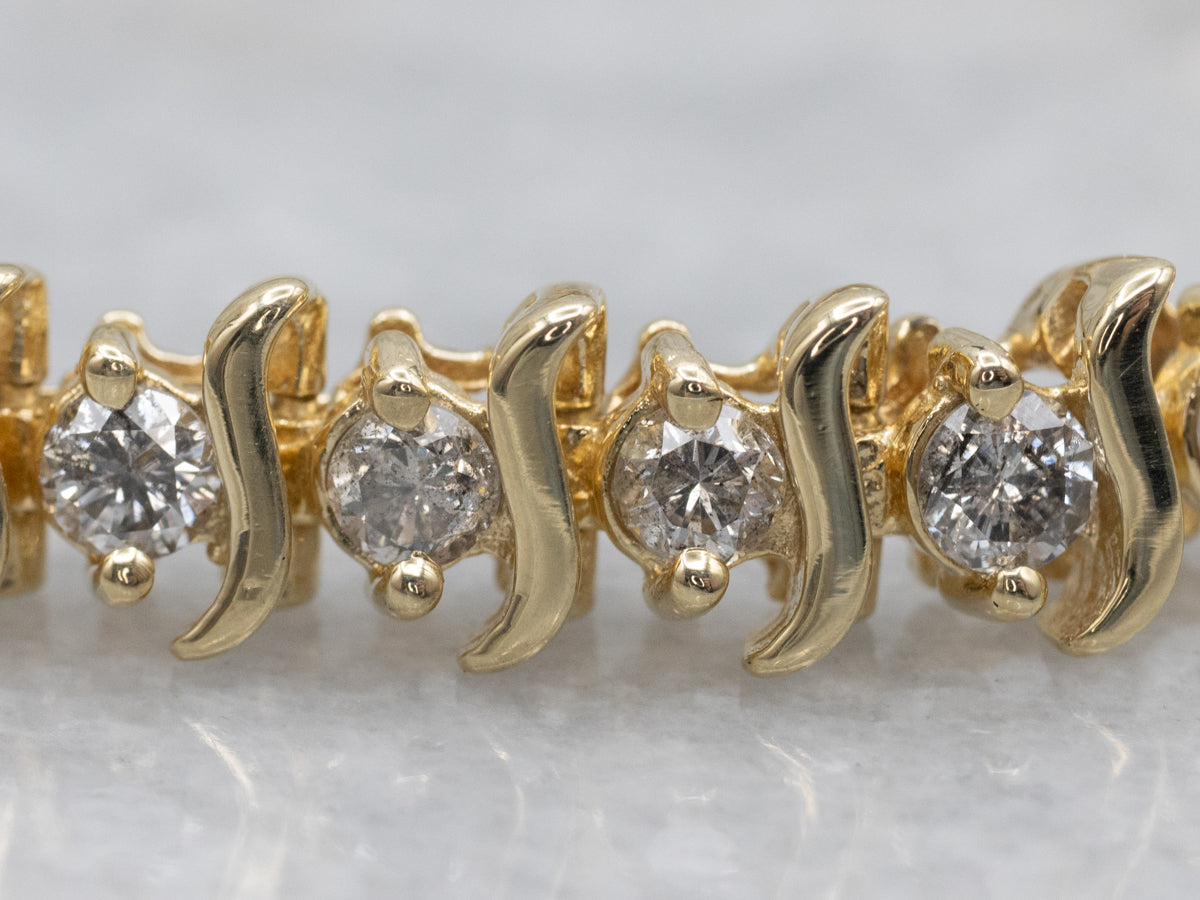 Round Brilliant Diamond Tennis Bracelet in Yellow Gold