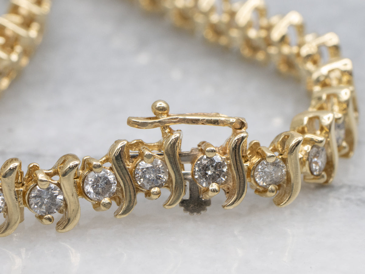 Round Brilliant Diamond Tennis Bracelet in Yellow Gold