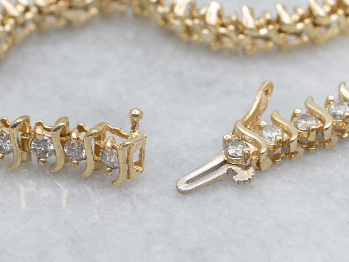 Round Brilliant Diamond Tennis Bracelet in Yellow Gold
