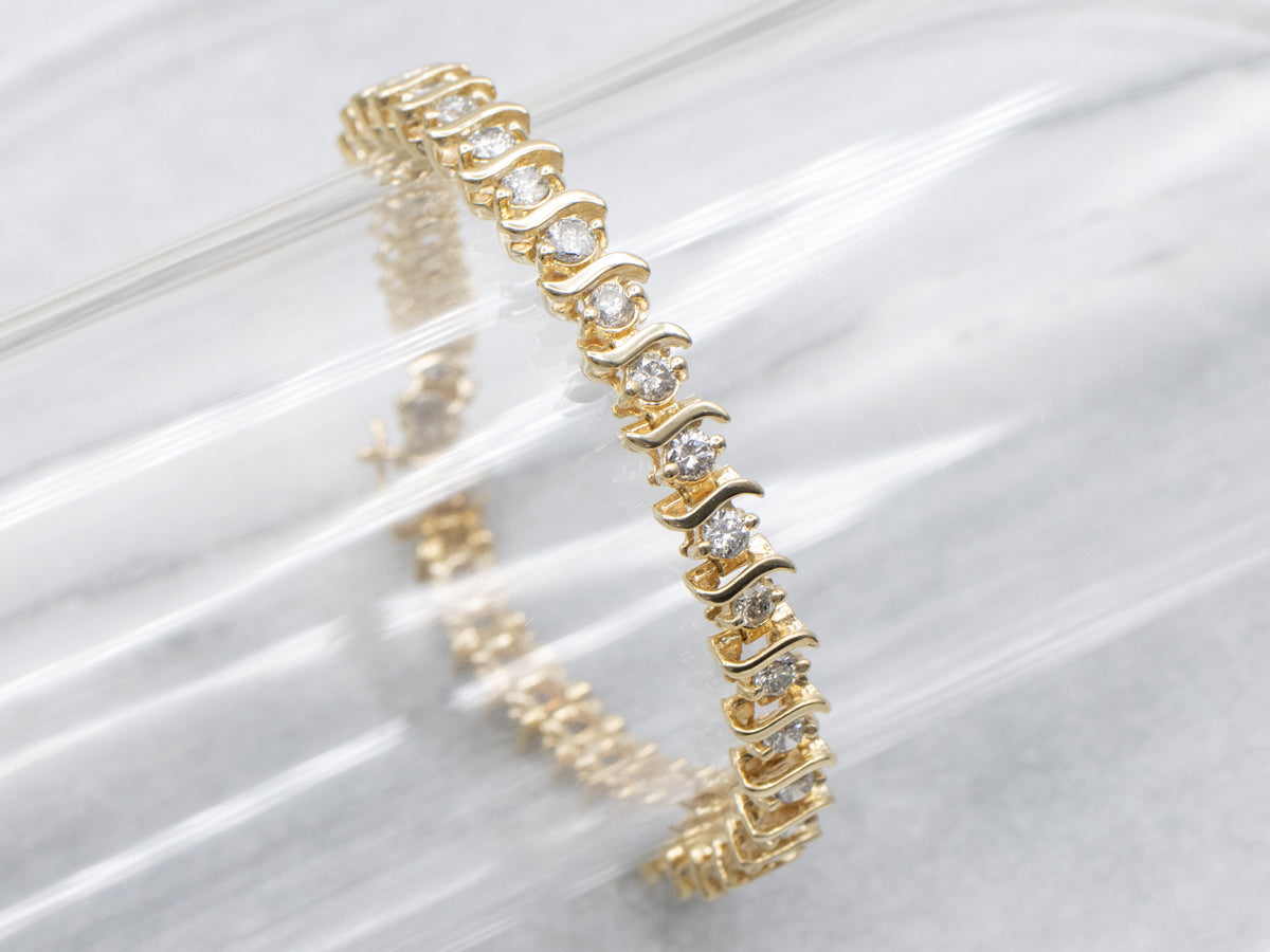 Round Brilliant Diamond Tennis Bracelet in Yellow Gold