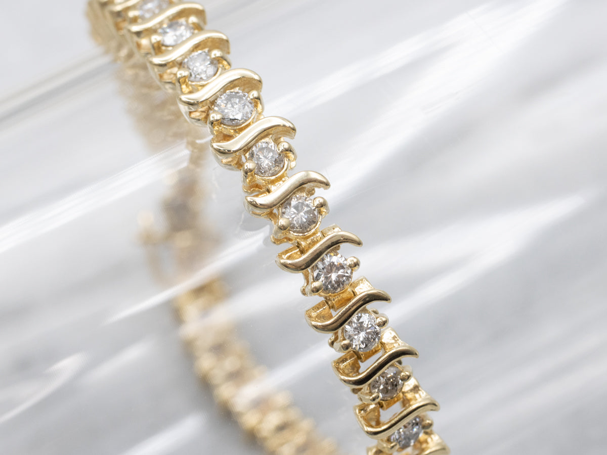 Round Brilliant Diamond Tennis Bracelet in Yellow Gold