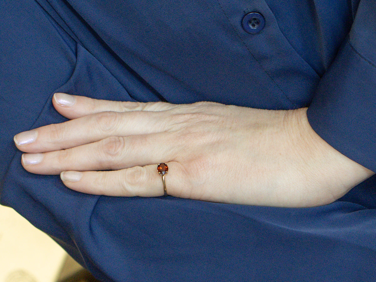 East-West-Set Oval-Cut Citrine and Gold Solitaire Ring