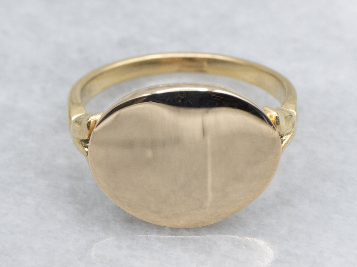 East-to-West Large Yellow Gold Signet Ring