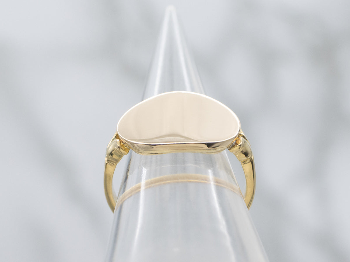 East-to-West Large Yellow Gold Signet Ring