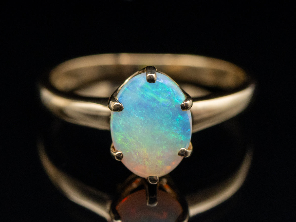 Six-Prong Opal Solitaire Ring in Yellow Gold
