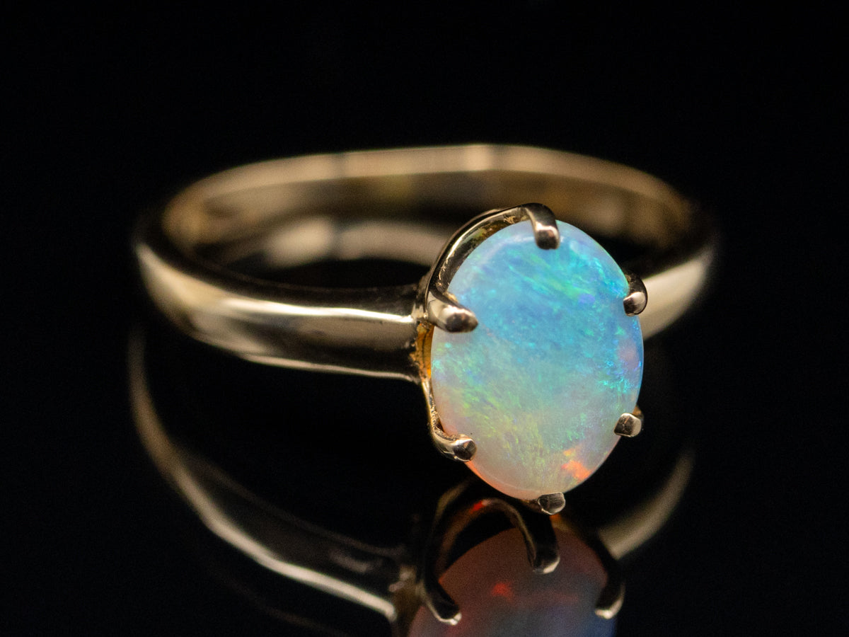 Six-Prong Opal Solitaire Ring in Yellow Gold