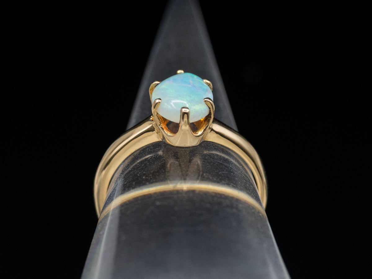 Six-Prong Opal Solitaire Ring in Yellow Gold