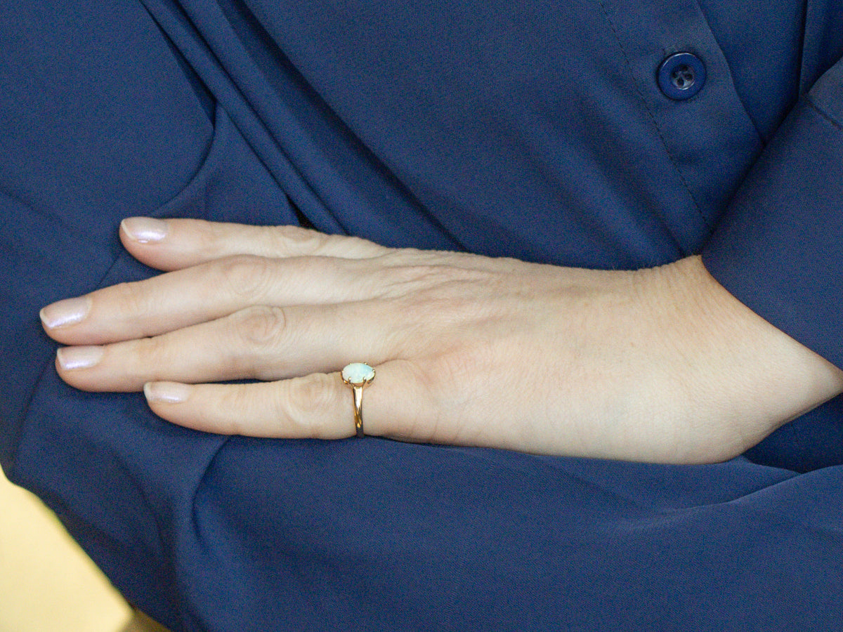 Six-Prong Opal Solitaire Ring in Yellow Gold