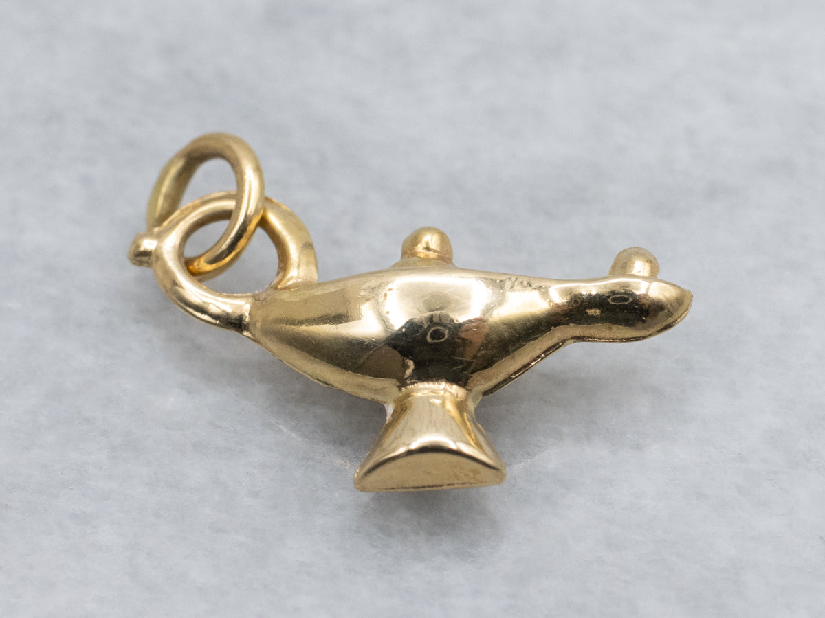 Polished Gold Genie Lamp Charm