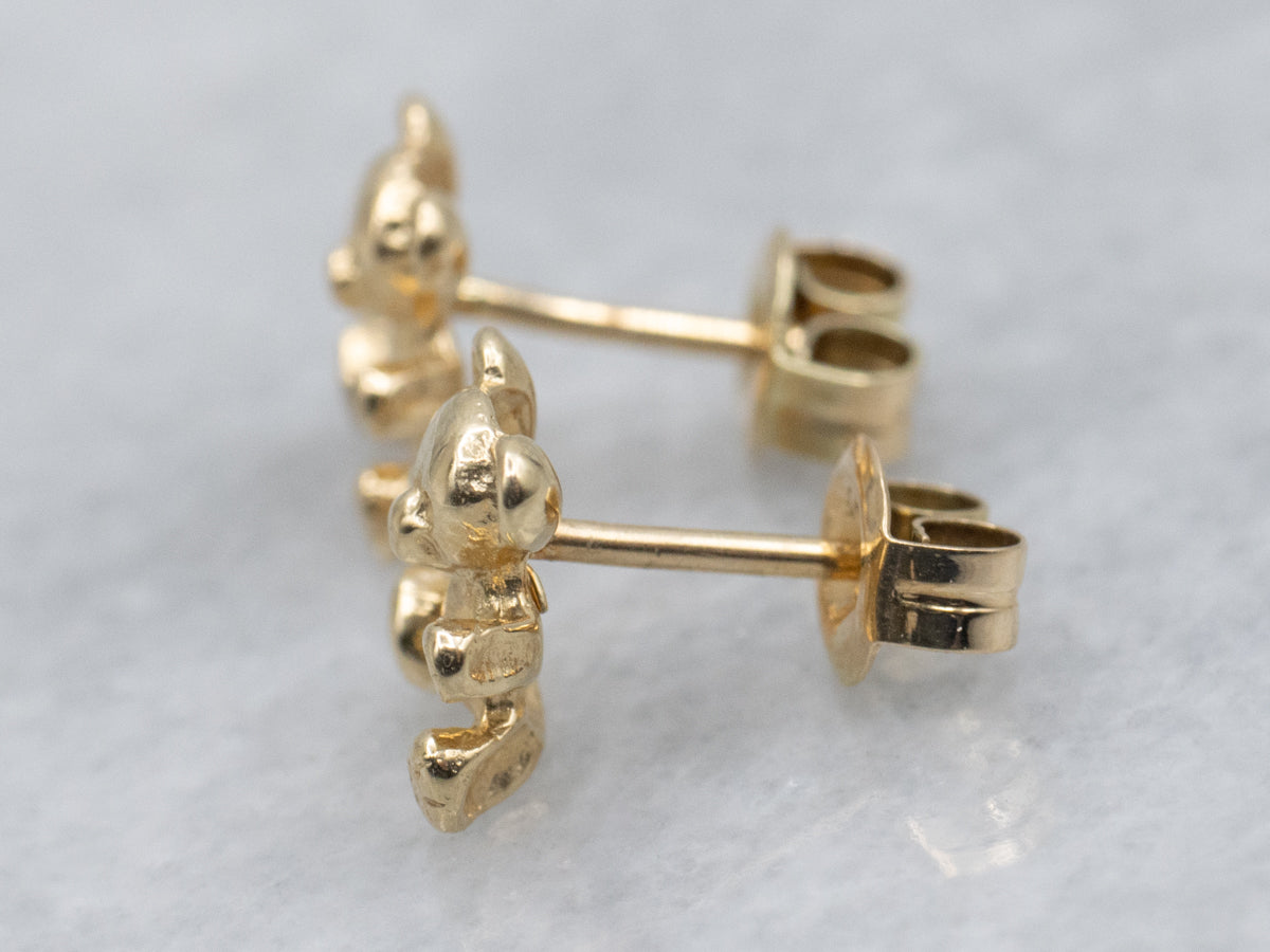 Sweet Gold Teddy Bear Stud Earrings