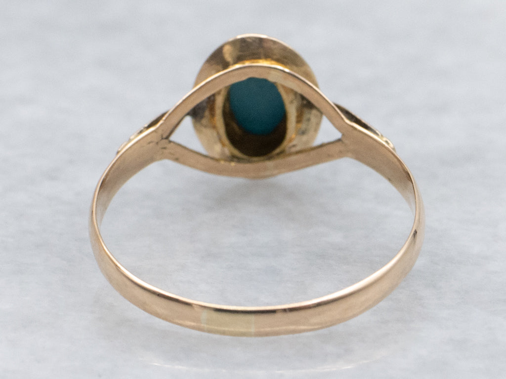 Vintage Bezel-Set Turquoise Rose Gold Ring