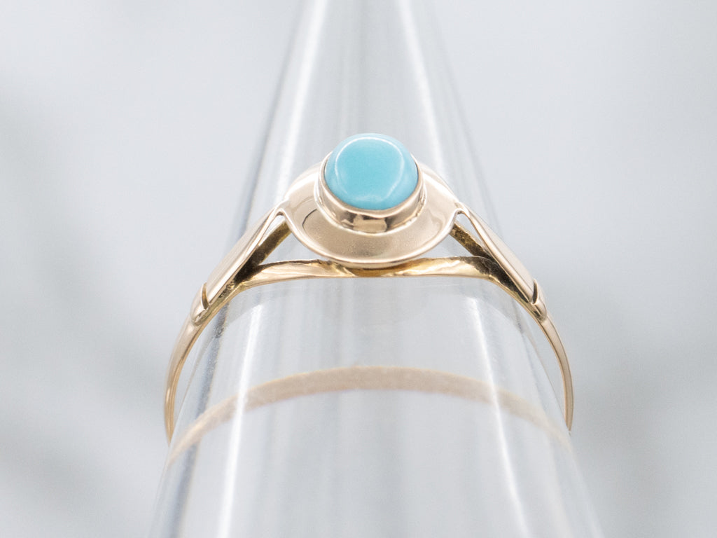 Vintage Bezel-Set Turquoise Rose Gold Ring