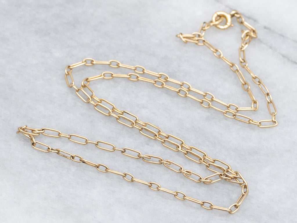 18-Karat Yellow Gold Trombone Link Chain
