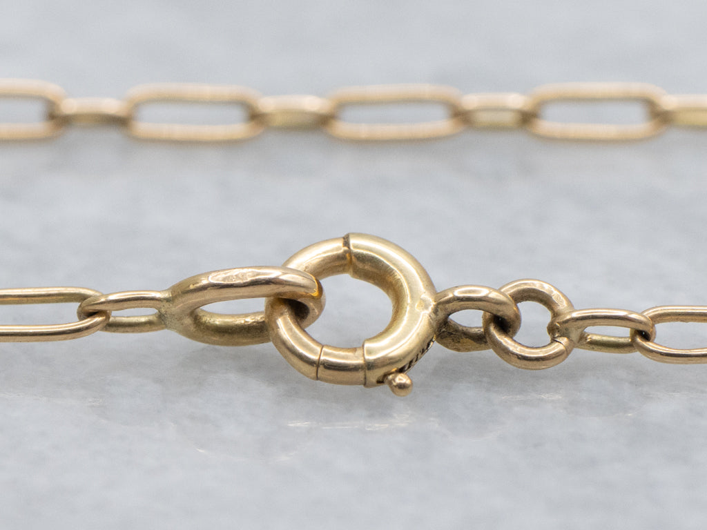 18-Karat Yellow Gold Trombone Link Chain