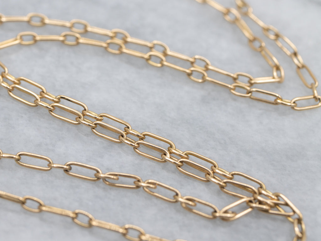 18-Karat Yellow Gold Trombone Link Chain