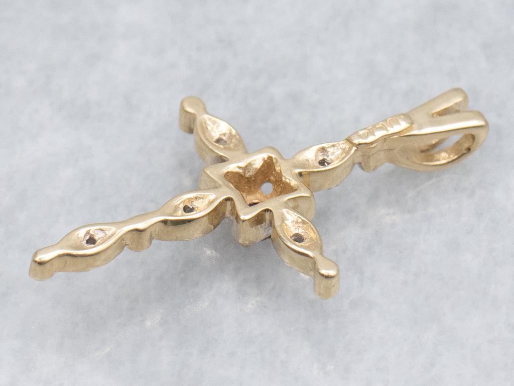 Gold Ruby and Diamond Gemstone Cross Pendant