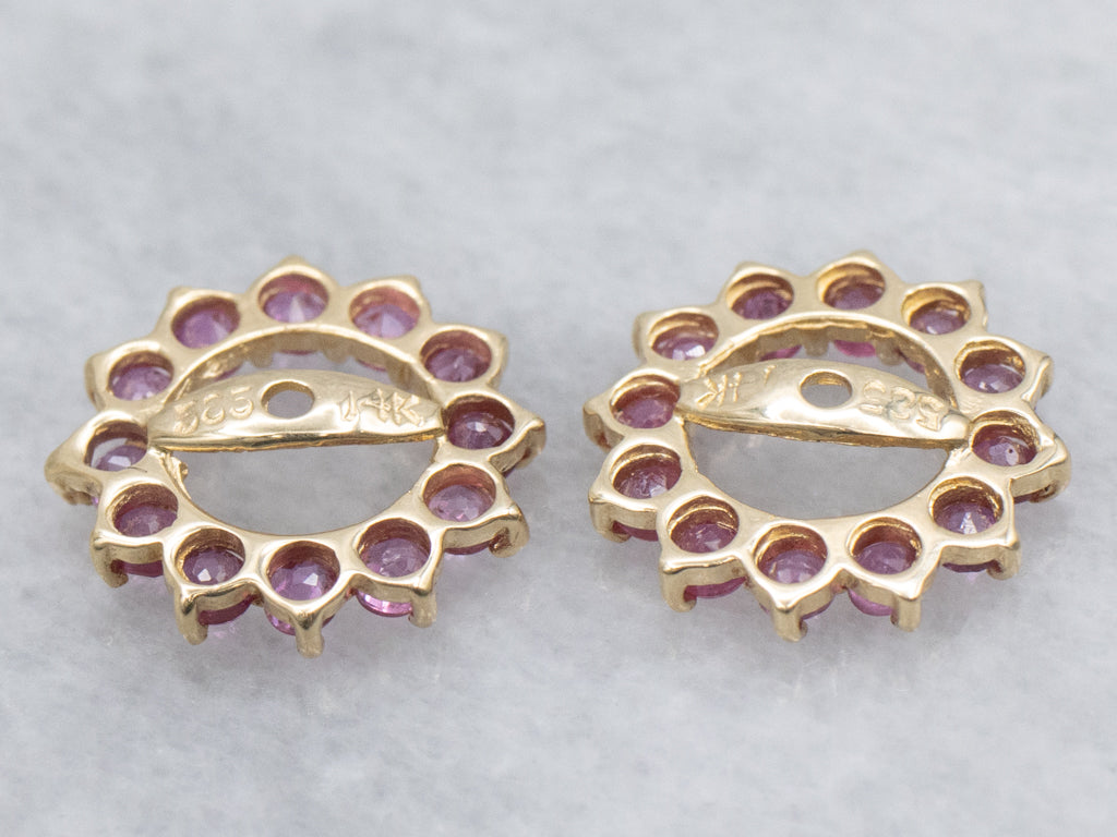 Yellow Gold Ruby Halo Earrings Jackets