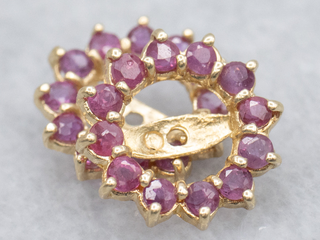 Yellow Gold Ruby Halo Earrings Jackets