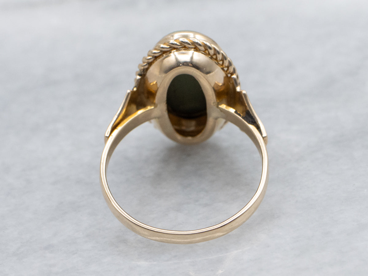 Vintage Wedgwood Jasperware Cameo Ring in Twisting Gold Setting