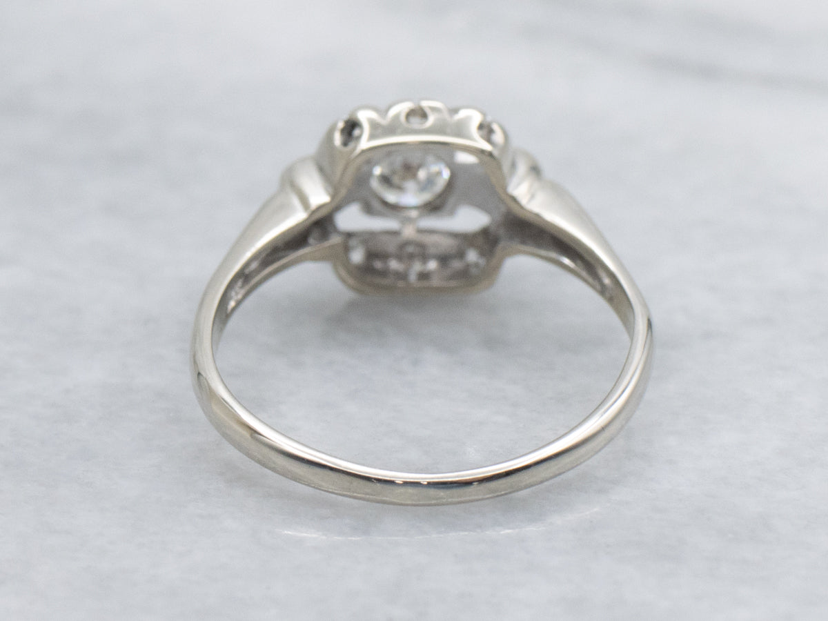 Vintage 1940s Old European Cut Unique Diamond Engagement Ring