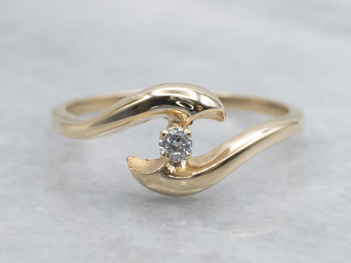 Sleek Polished Gold Diamond Bypass Ring