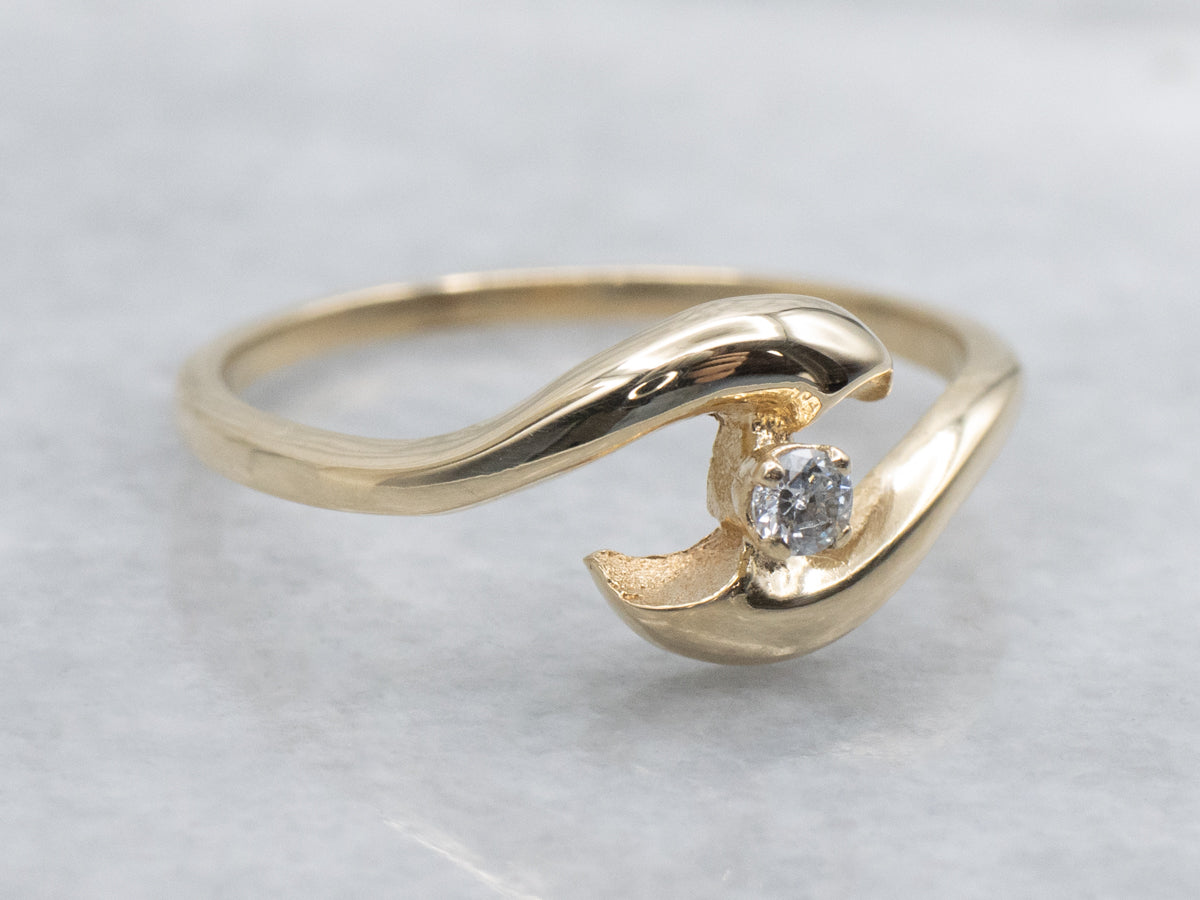 Sleek Polished Gold Diamond Bypass Ring