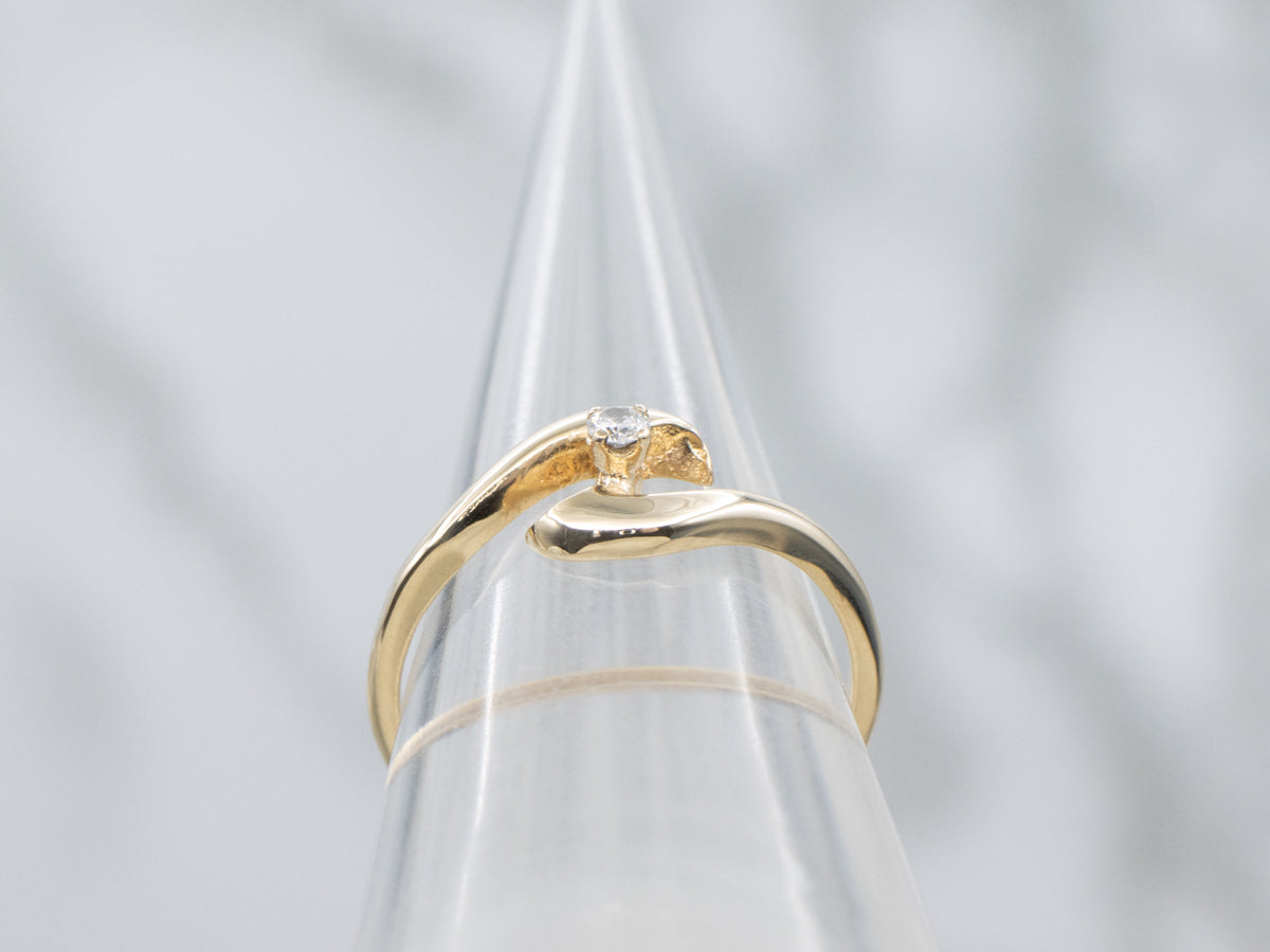 Sleek Polished Gold Diamond Bypass Ring