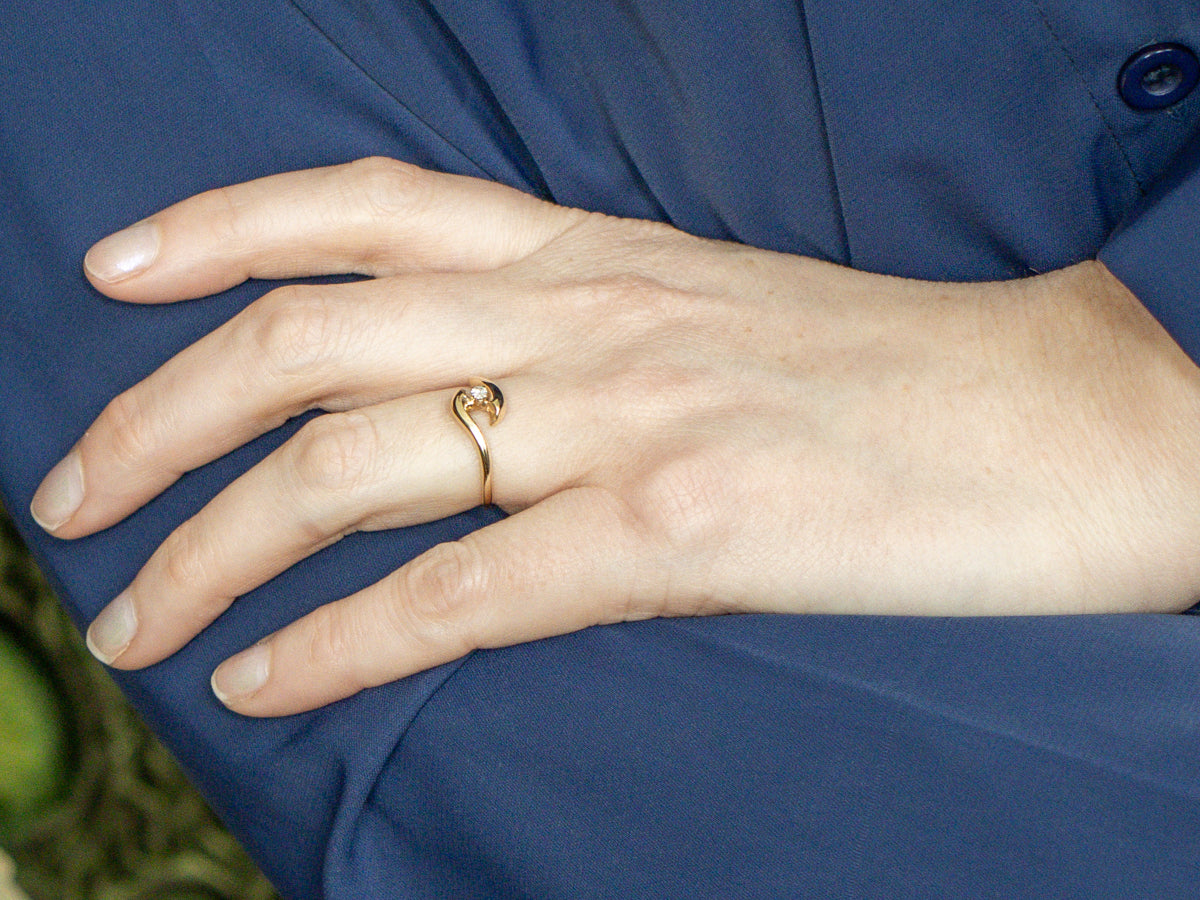 Sleek Polished Gold Diamond Bypass Ring