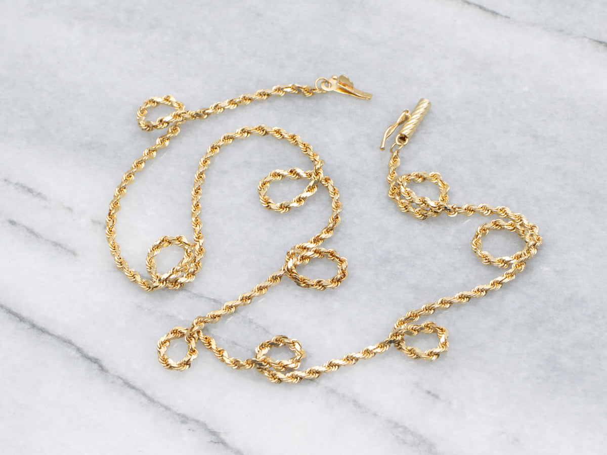 Yellow Gold Rope Chain with Barrel Clasp