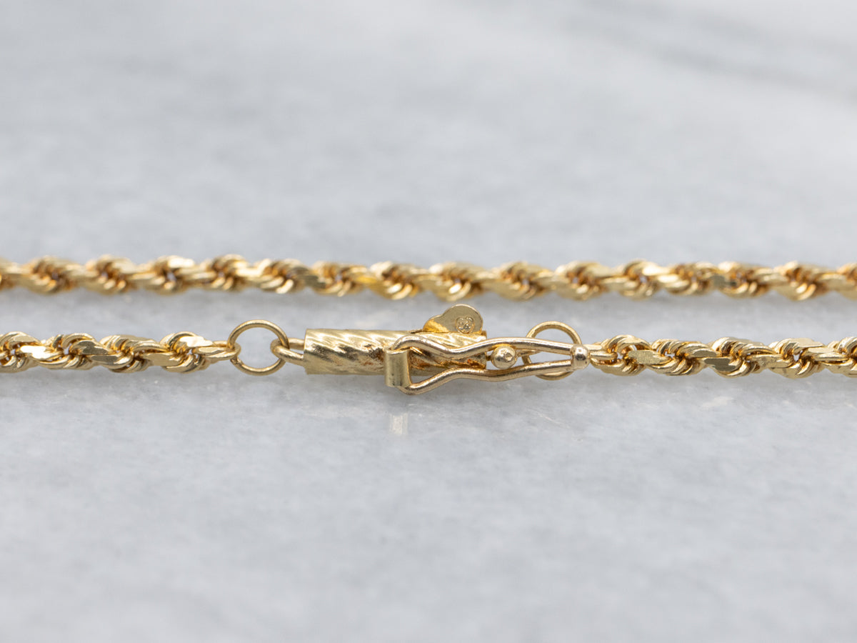 Yellow Gold Rope Chain with Barrel Clasp