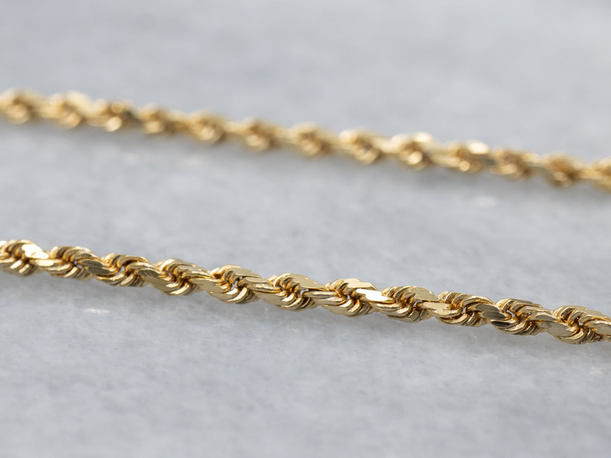 Yellow Gold Rope Chain with Barrel Clasp