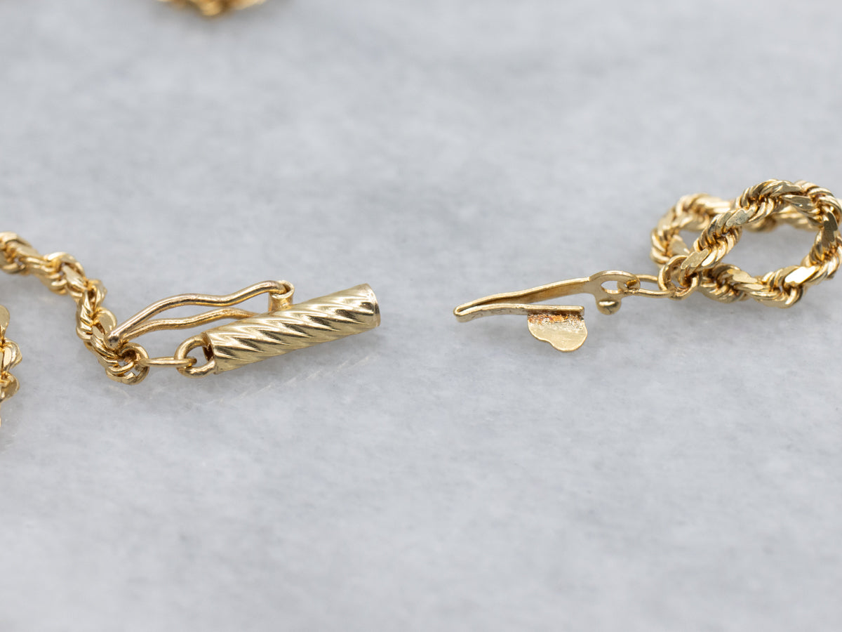Yellow Gold Rope Chain with Barrel Clasp