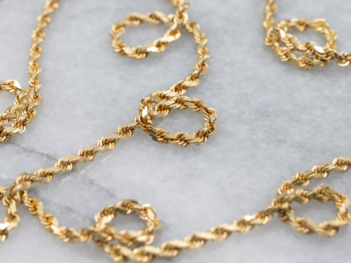 Yellow Gold Rope Chain with Barrel Clasp