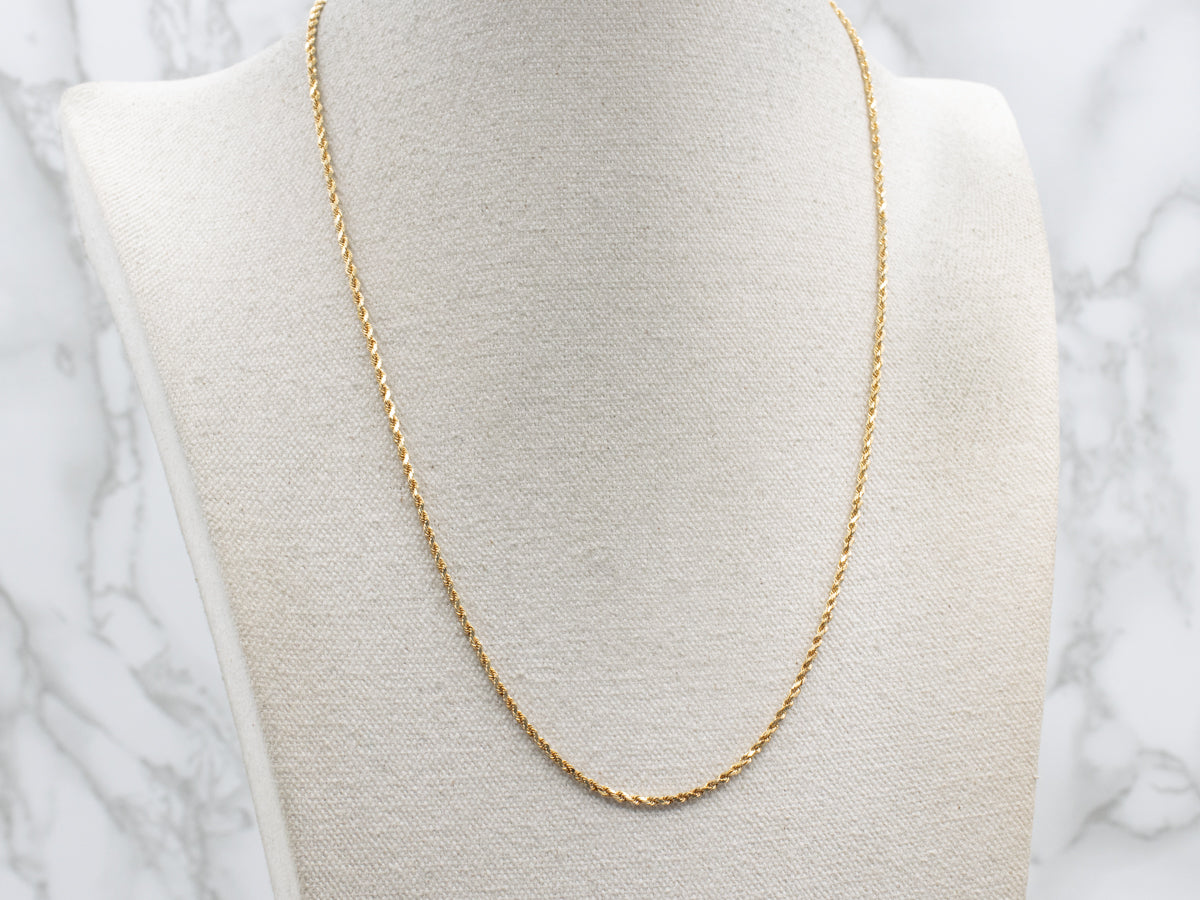 Yellow Gold Rope Chain with Barrel Clasp