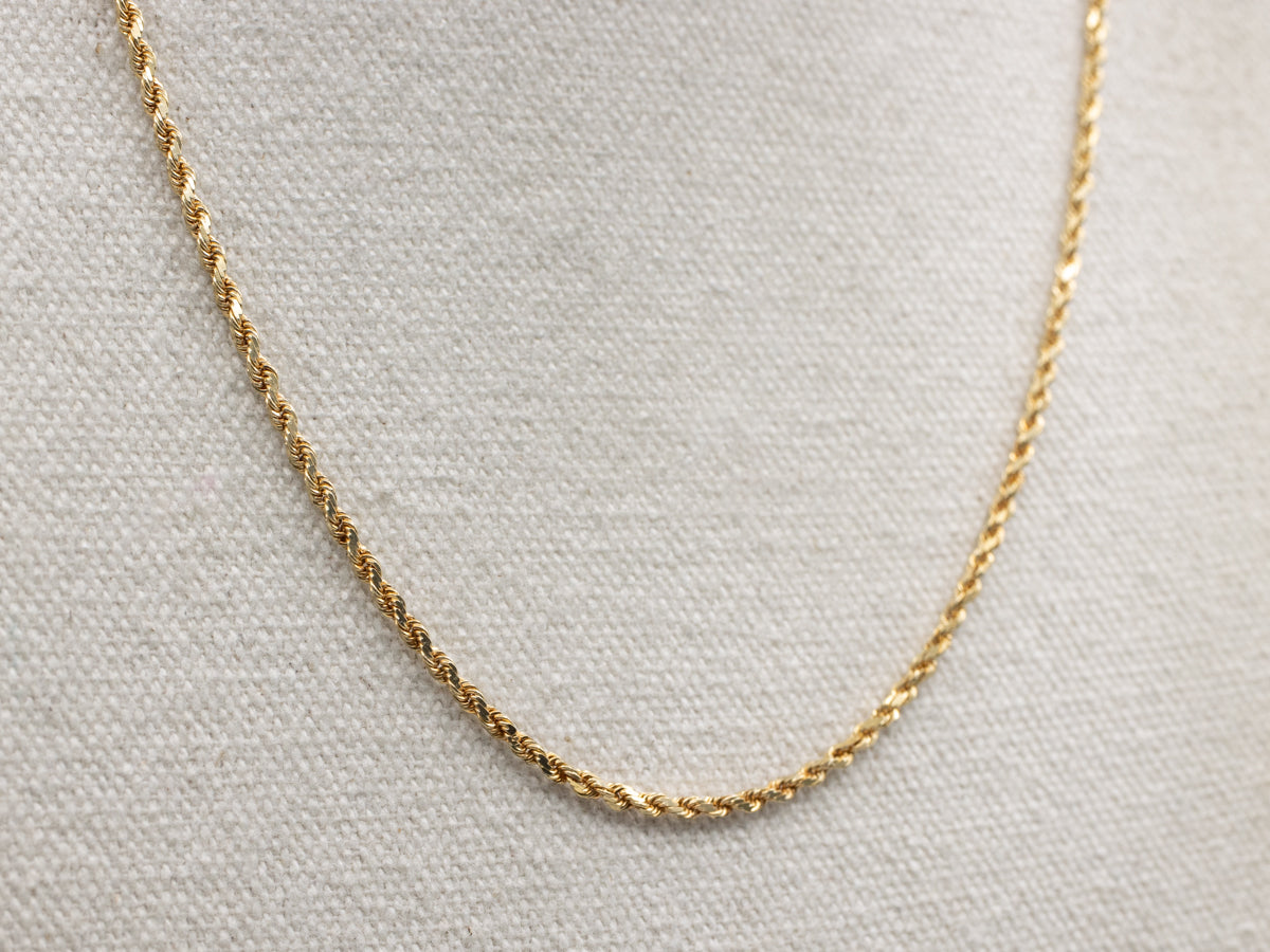 Yellow Gold Rope Chain with Barrel Clasp