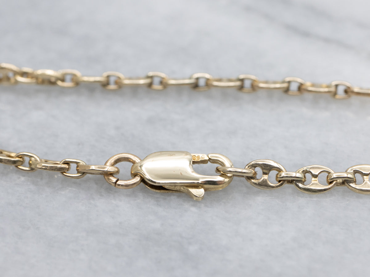 Puffy Yellow Gold Anchor Link Bracelet with Lobster Clasp