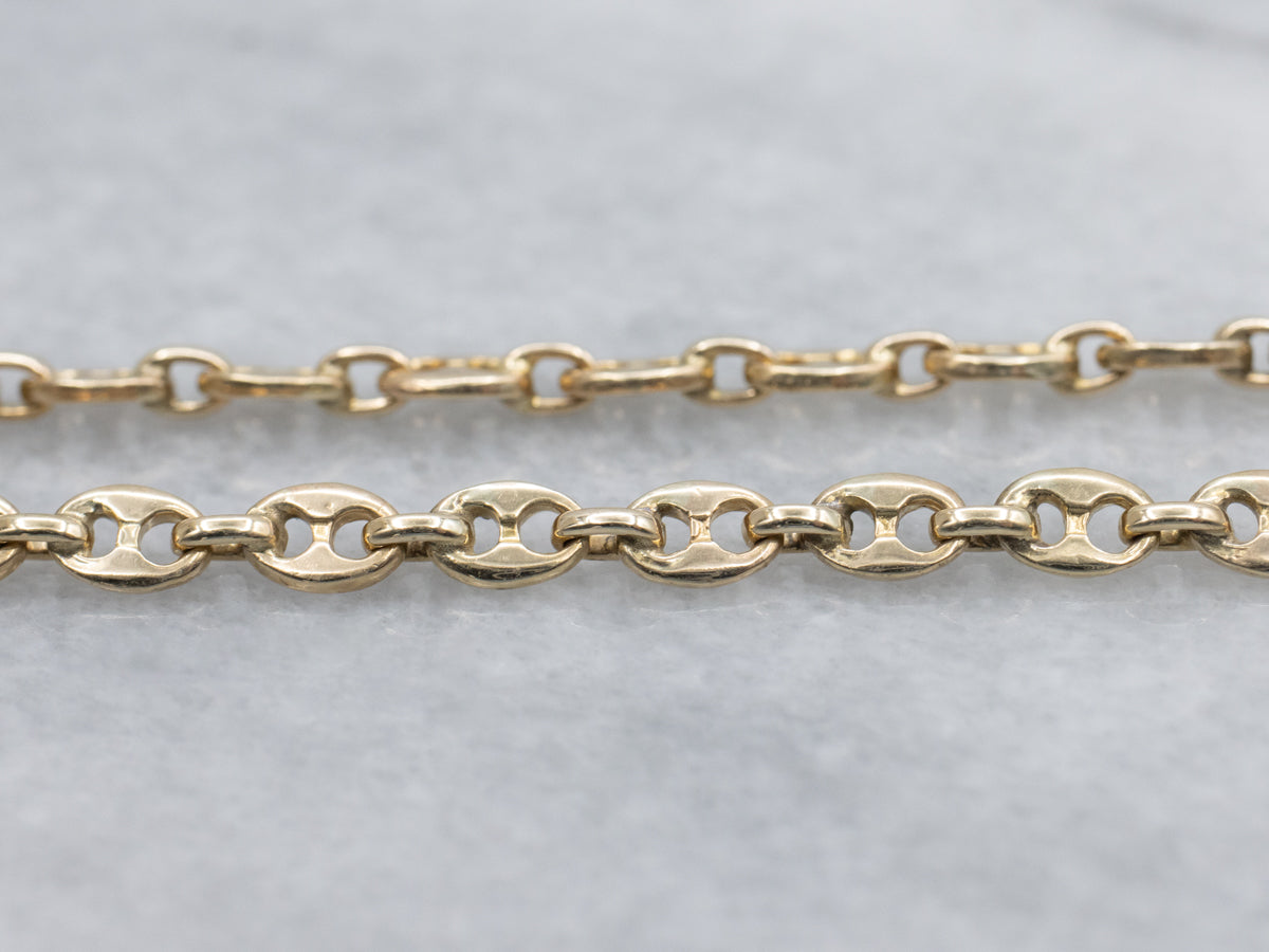 Puffy Yellow Gold Anchor Link Bracelet with Lobster Clasp