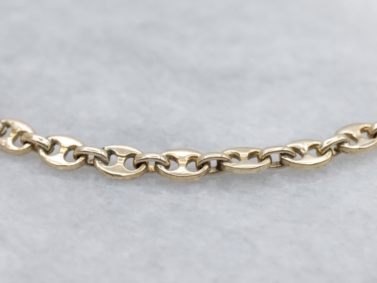 Puffy Yellow Gold Anchor Link Bracelet with Lobster Clasp